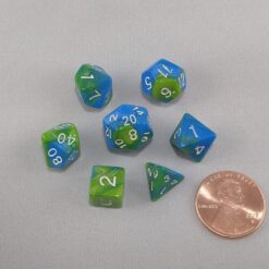 Dice Gemini Mini Aquamarine Polyhedral Dice Set