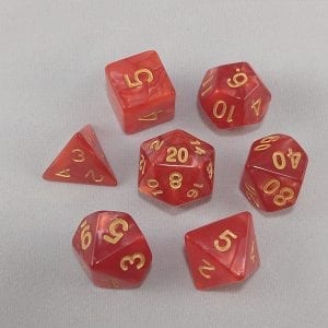 Dice Marbled Red with Gold Numbers Dice