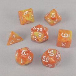 Dice Gemini Orange/Yellow with White Numbers Dice