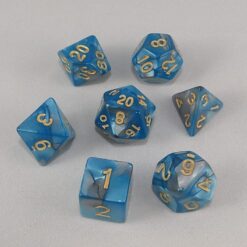 Dice Gemini Aqua/Blue with Gold Numbers Dice