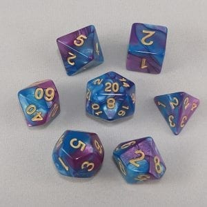 Dice Gemini Blue/Purple with Gold Numbers Dice
