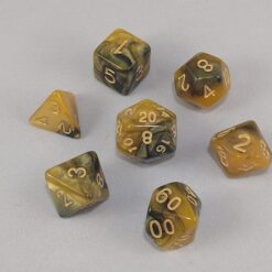 Dice Gemini Amber/Black with Gold Numbers Dice