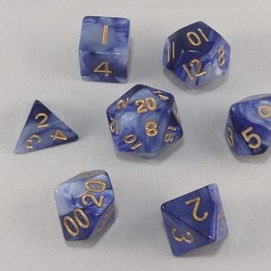 Dice Gemini Blue/White with Gold Numbers Dice