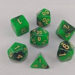 Dice Gemini Lime/Black with Gold Numbers Dice