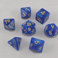 Dice Marbled Blue with Gold Numbers Dice