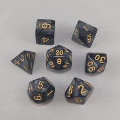 Dice Marbled Black with Gold Numbers Dice