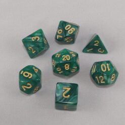 Dice Marbled Green with Gold Numbers Dice