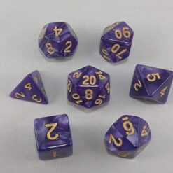 Dice Marbled Dark Purple with Gold Numbers Dice