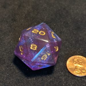 Dice Purple Rainbow Holographic Jumbo Edged D20